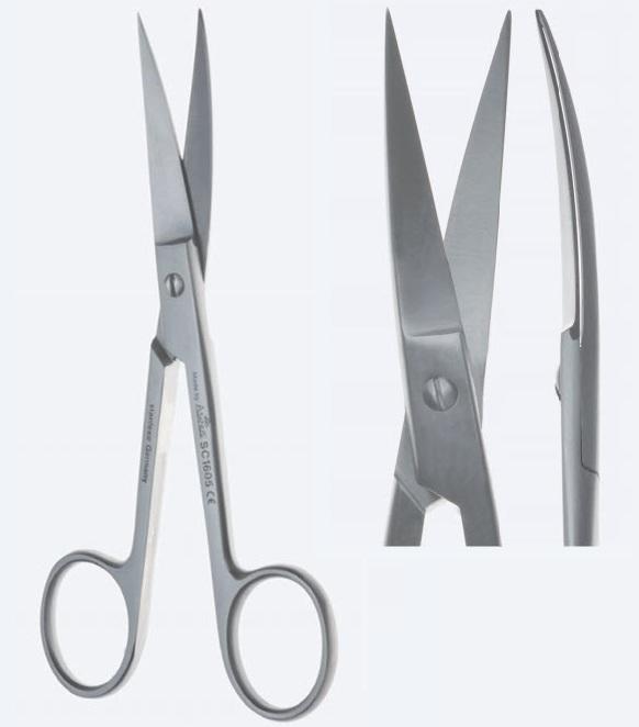 Ножиці, хірургічні, стандартна модель, вигнуті, гострокінцеві, загальна довжина 155 мм, 6 1/8" . Бренд - Asanus Medizintechnik Gmb, Німеччина